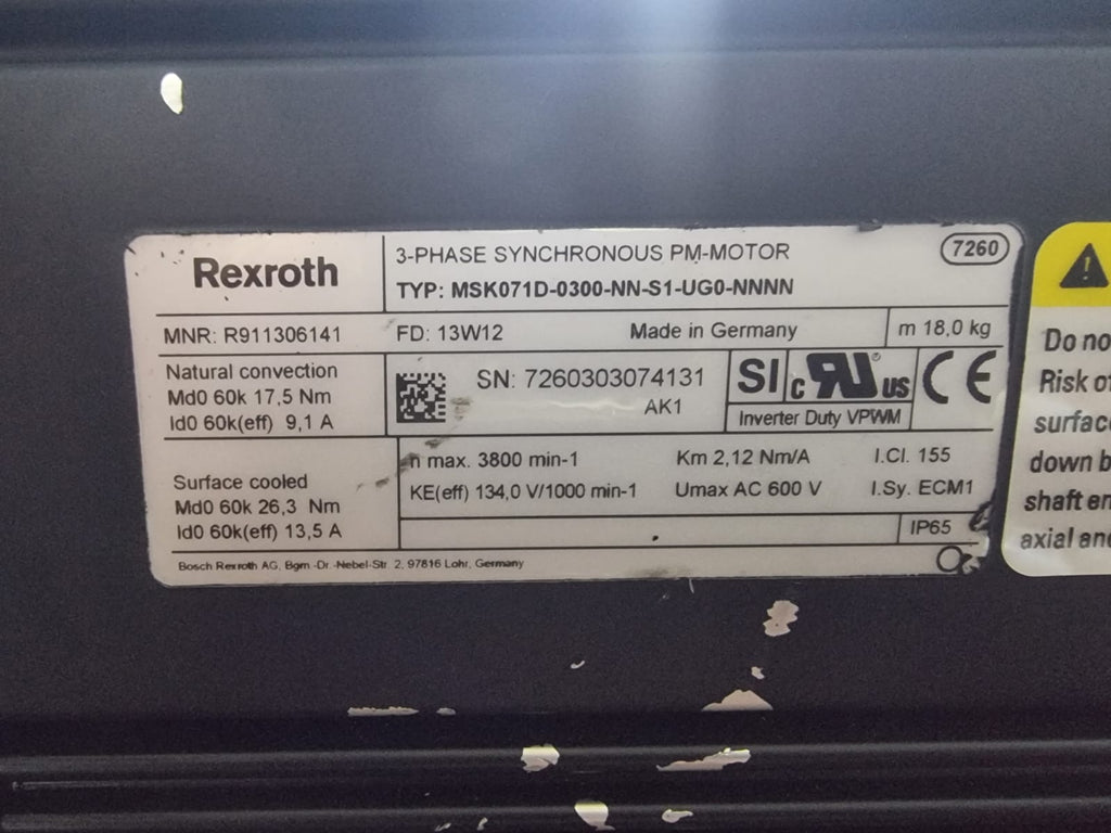 Bosch Rexroth MSK071D Servo Motor – R911306141