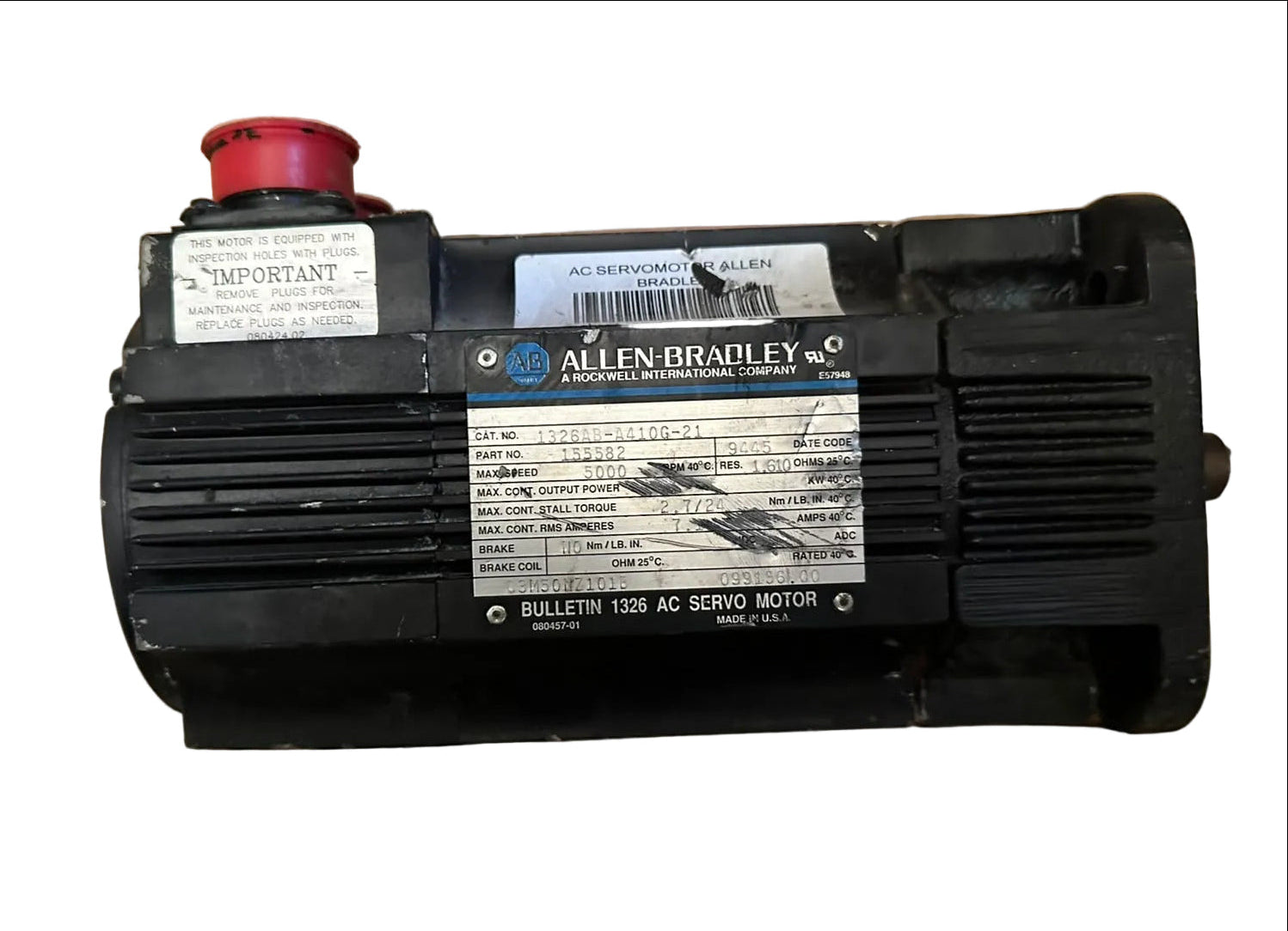 Allen-Bradley 1326AB-A410G-21 AC Servo Motor 5000 RPM Bulletin 1326