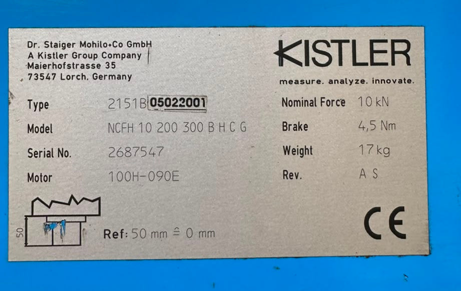 Kistler NCFH 10 200 300 BHCG Electromechanical NC Joining Module 10kN