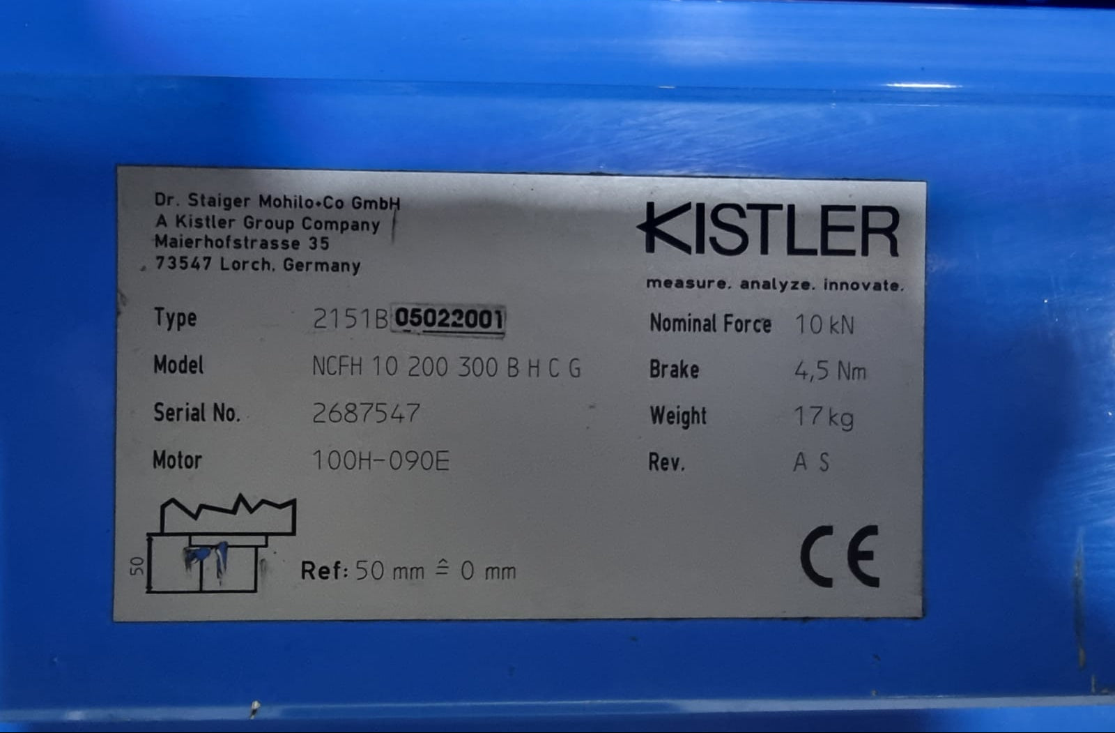 Kistler NCFH 10 200 300 BHCG Electric Linear Actuator – 10 kN