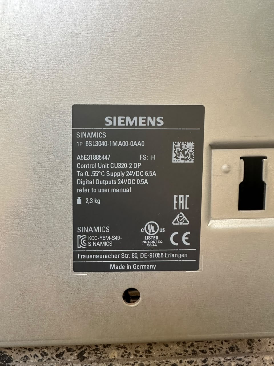 Siemens SINAMICS 6SL3040-1MA00-0AA0 CU320-2 DP Control Unit 24VDC 6.5A