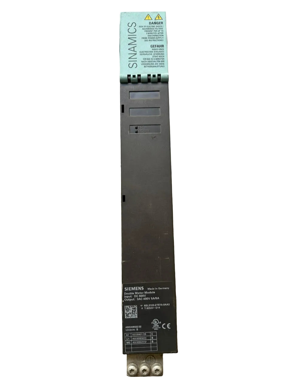 Siemens 6SL3120-2TE15-0AA3 SINAMICS S120 Double Motor Module 600V DC 5A/5A