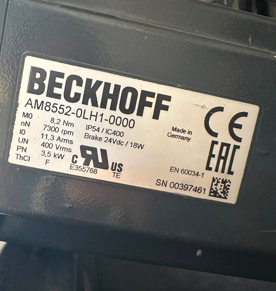 Beckhoff AM8552-0LH1-0000 AC Servo Motor 400V 7300 RPM with 24VDC Brake