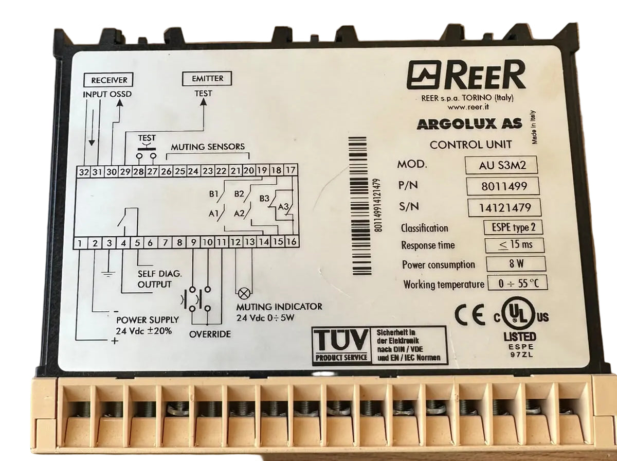 Reer Argolux AS AU S3M2 Safety Light Curtain Control Unit P/N 8011499