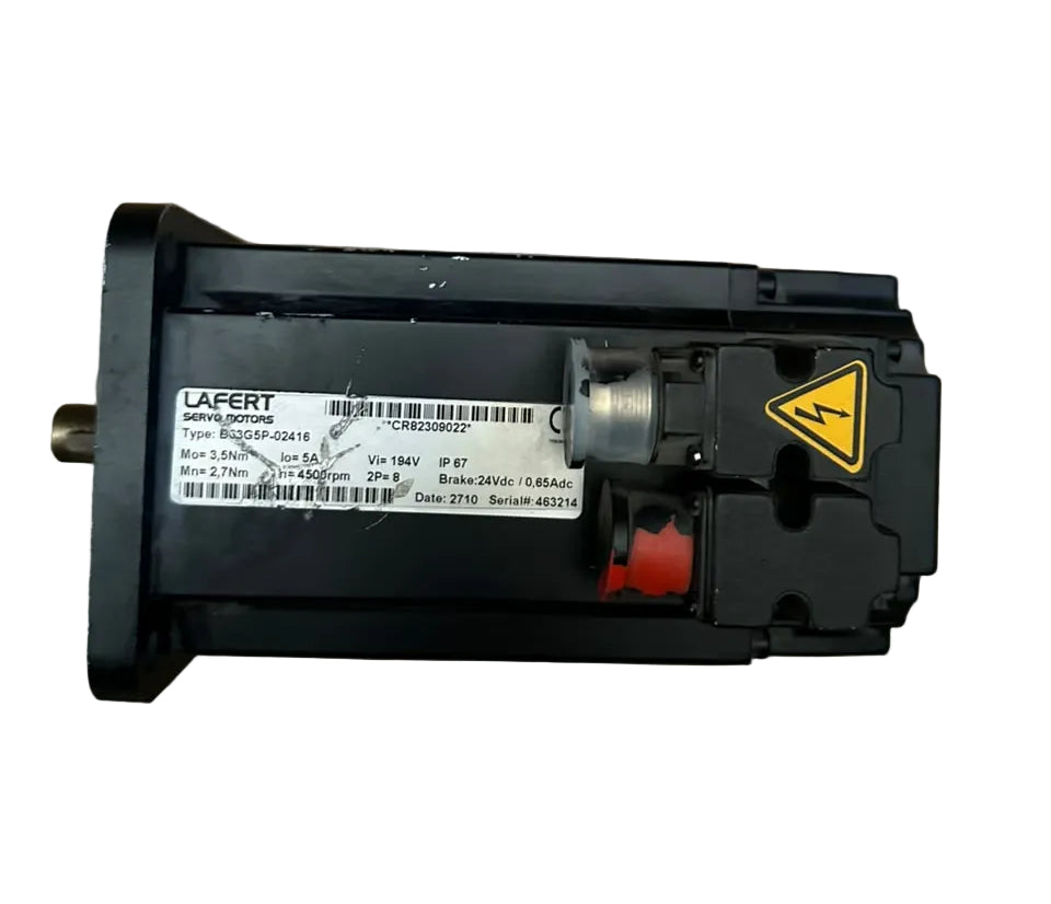 Lafert B03G5P-02416 AC Servo Motor 194V 4500 RPM with 24V Brake