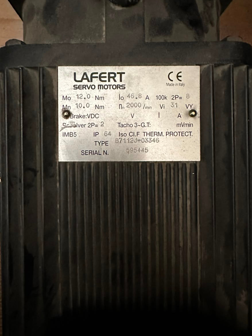 Lafert B71120-03346 AC Servo Motor 2000 RPM 10 Nm IMB5 IP64