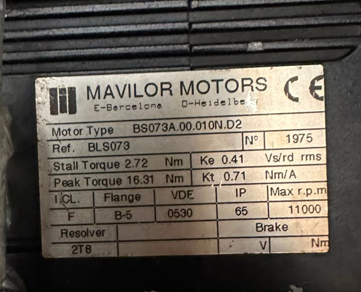 Mavilor BS073A.00.010N.D2 AC Servo Motor IP65 11000 RPM Resolver Feedback