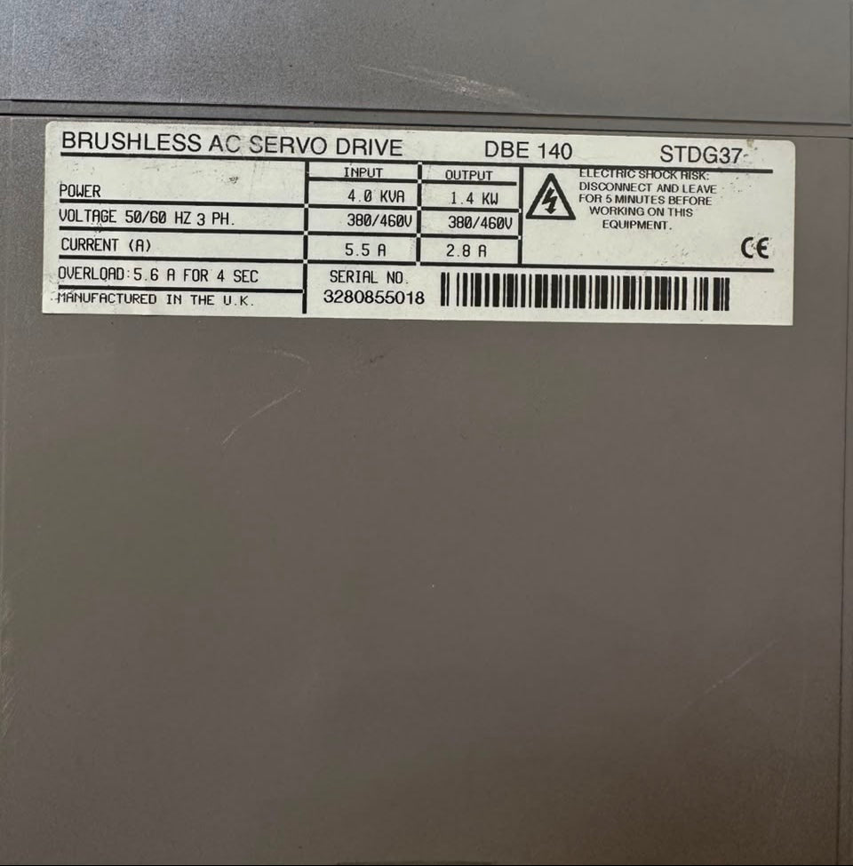 Control Techniques Digitax DBE 140 Brushless AC Servo Drive 1.4kW 380/460V
