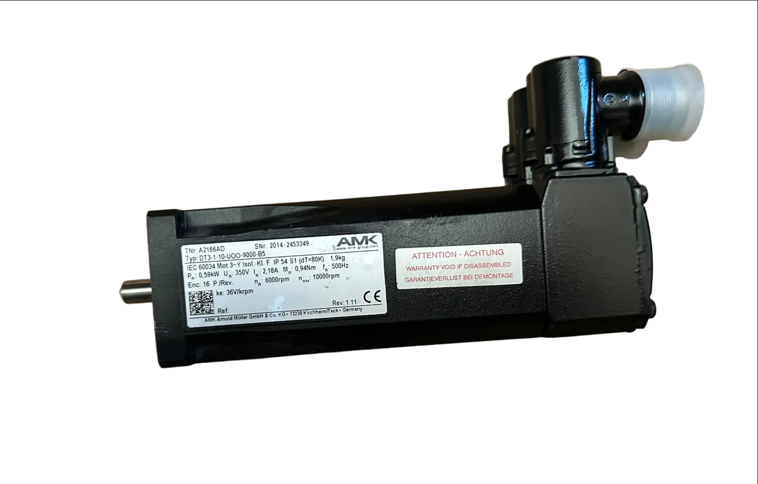 AMK DT3-1-10-UO0-9000-B5 AC Servo Motor 350V 6000 RPM 0.59kW