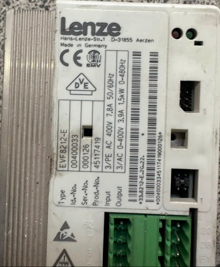 Lenze EVE8212-E 8200 Vector Frequency Inverter 1.5kW 400V Variable Speed Drive VFD