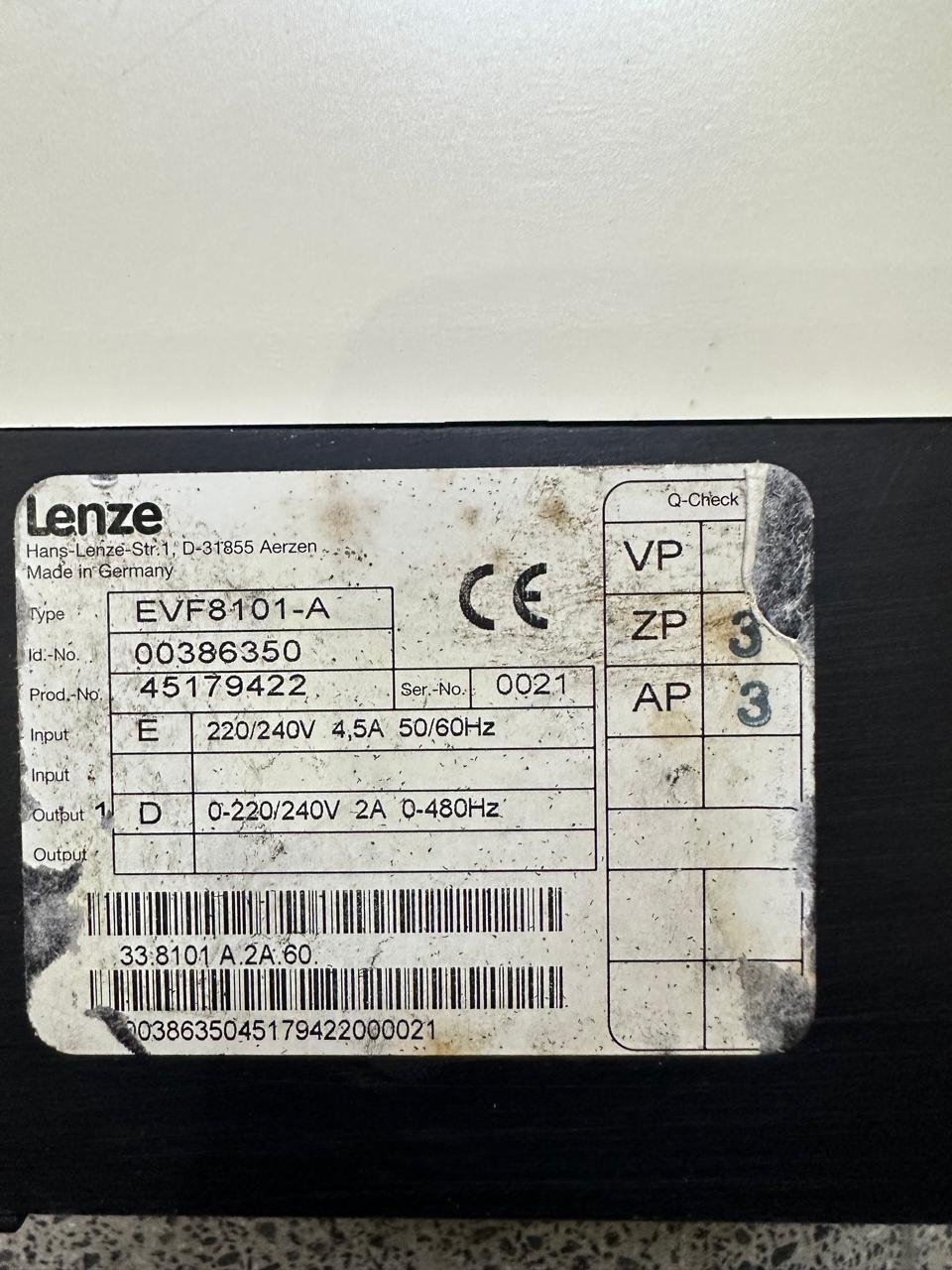 Lenze EVF8101-A 220/240V AC Frequency Inverter Drive 0–480Hz
