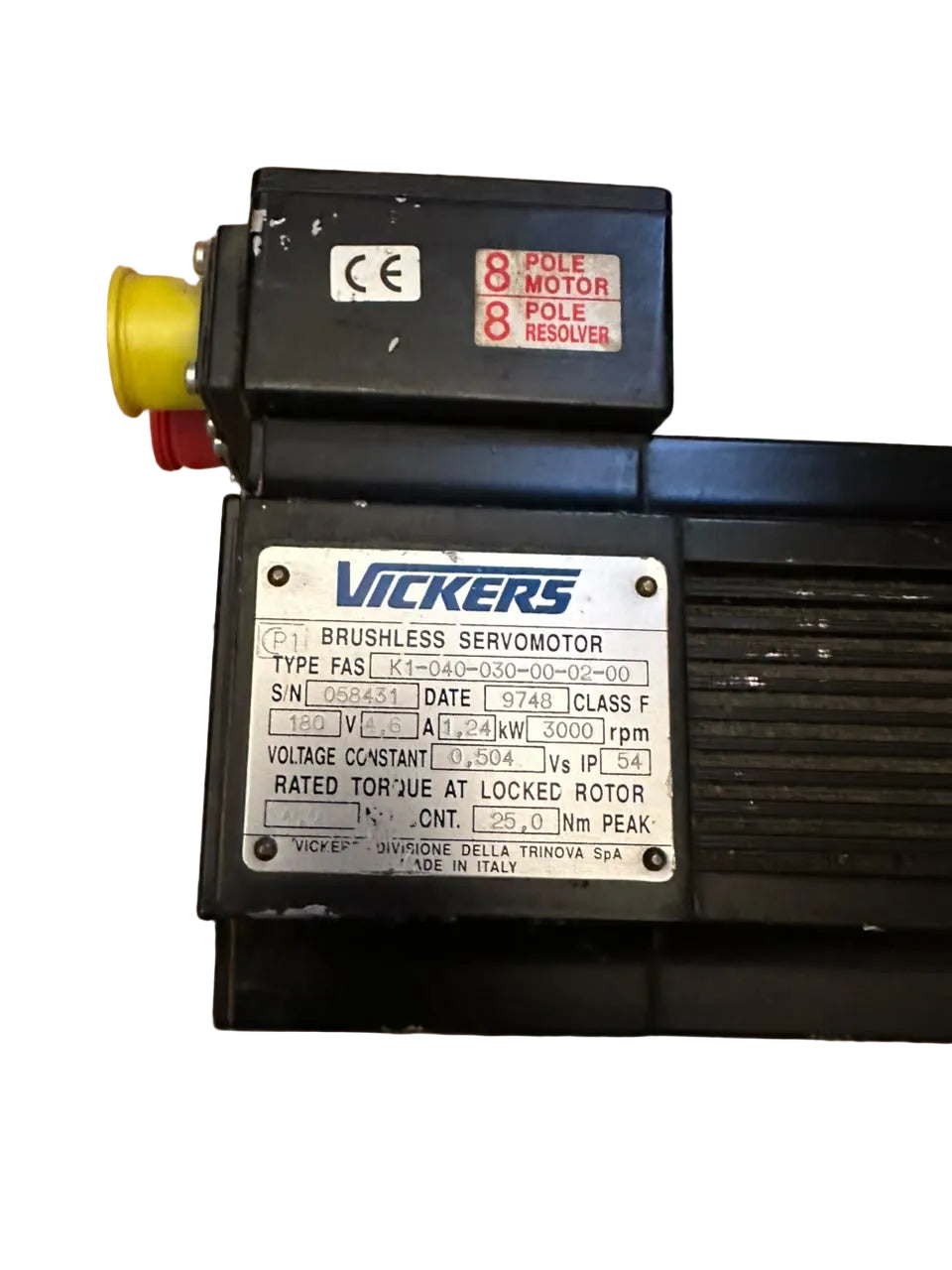 Vickers FAS K1-040-030-00-02-00 Brushless Servo Motor 180V 3000 RPM 1.24kW