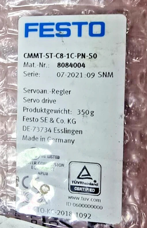 Festo CMMT-ST-C8-1C-PN-S0 Servo Drive PROFINET 8084004