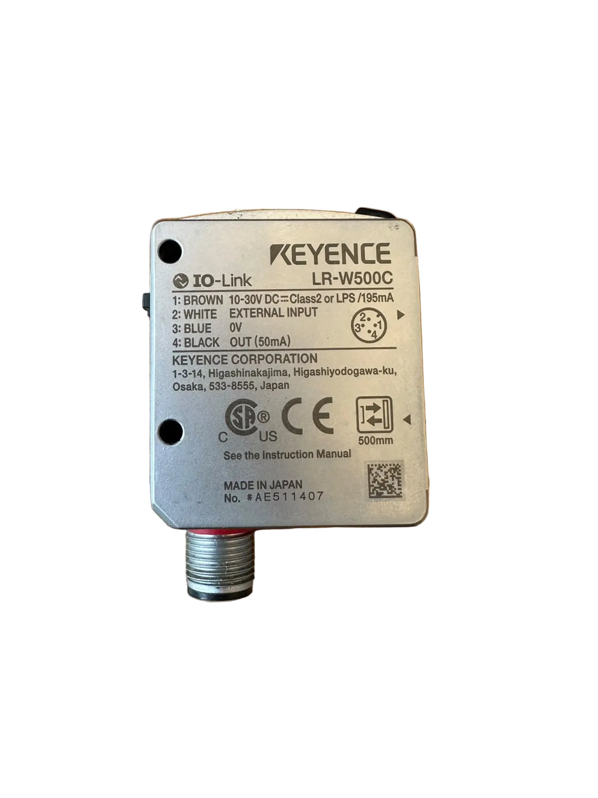 KEYENCE LR-W500C IO-Link Sensor 10-30VDC 500mm