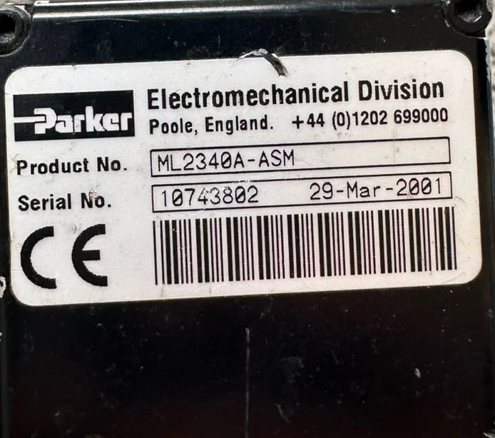 Parker AC Servo Motor with ML2340A-ASM Feedback Assembly