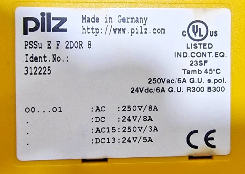 Pilz PSSu E F 2DOR 8 Safety Relay Output Module – Ident No. 312225