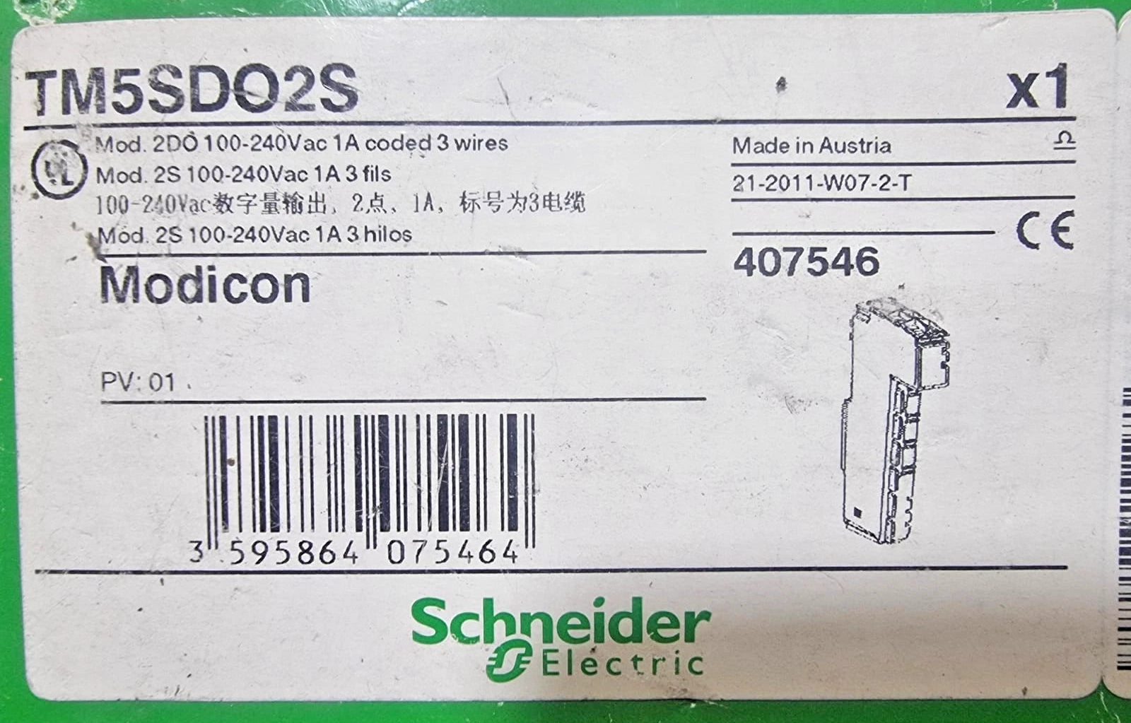 Schneider Electric Modicon TM5SDO2S Digital Output Module 2DO 100-240VAC