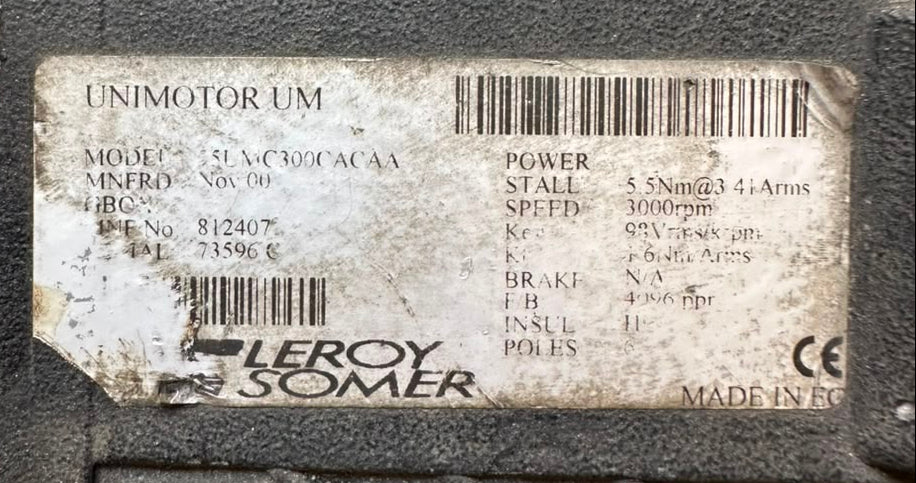 Leroy Somer Unimotor UM 75UMC300CACAA Brushless AC Servo Motor 3000RPM 5.5Nm