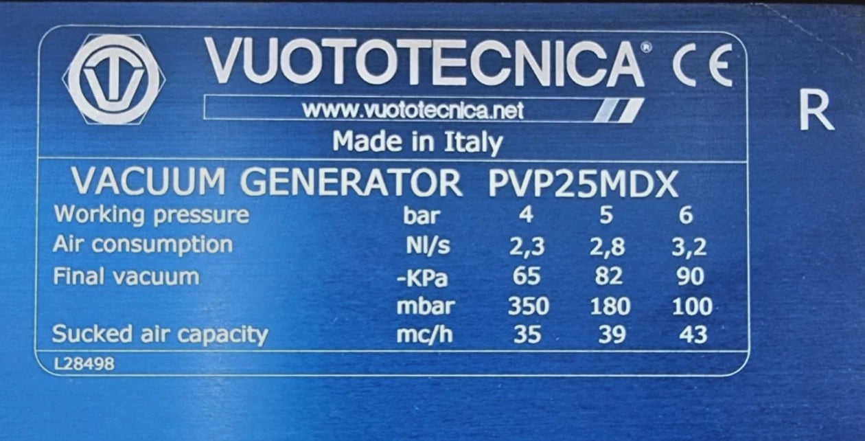Vuototecnica PVP25MDX Pneumatic Vacuum Generator – Made in Italy